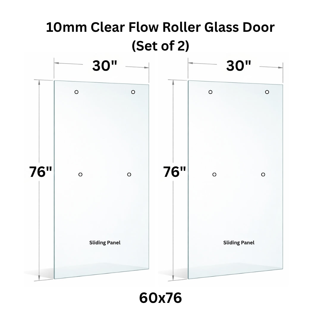 10mm Tempered Glass (3/8)" With Holes - Roller Sliding Glass