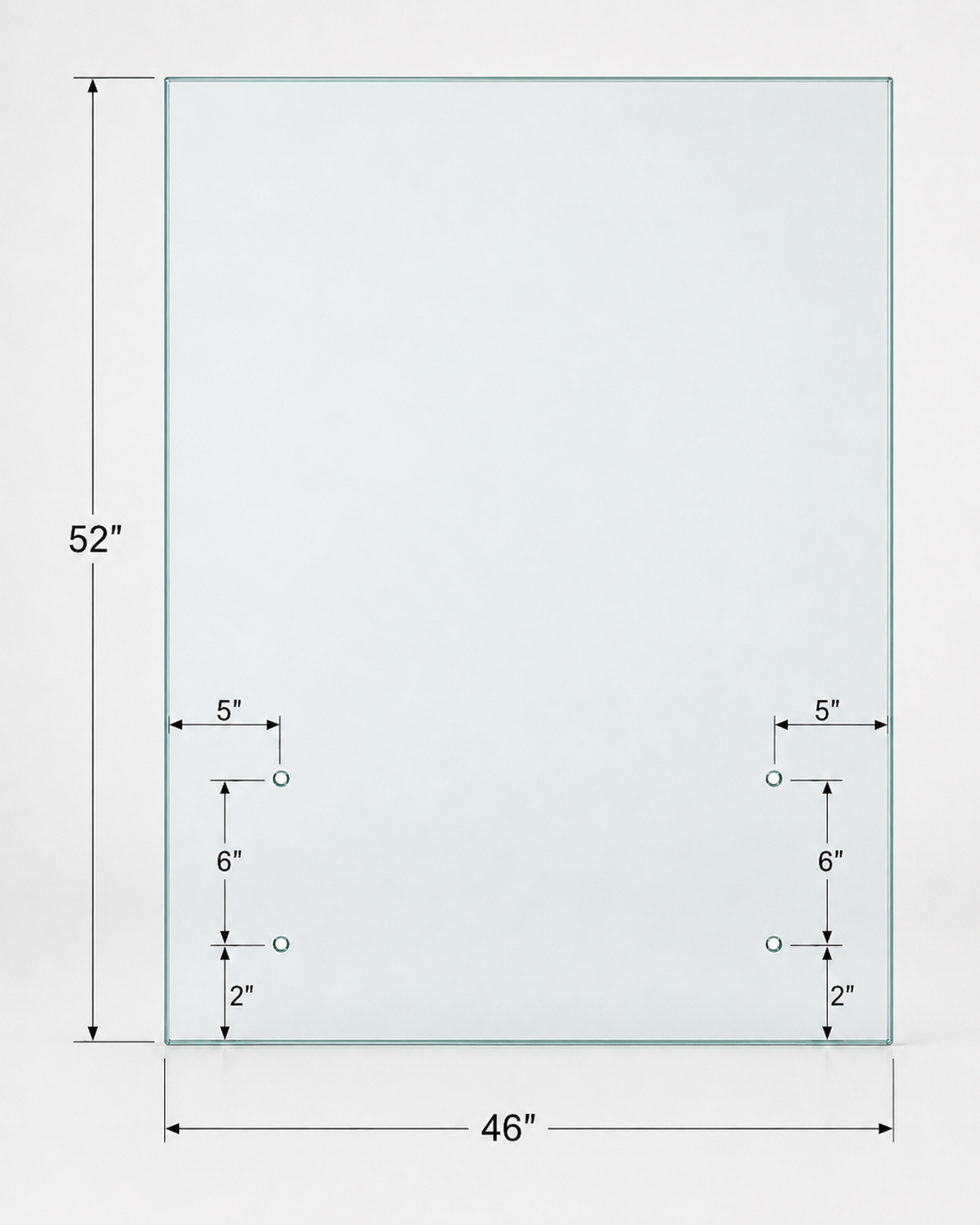 12mm tempered glass standoff railing panel from Best Glass Parts, showcasing sleek glass with metal mounting standoffs.