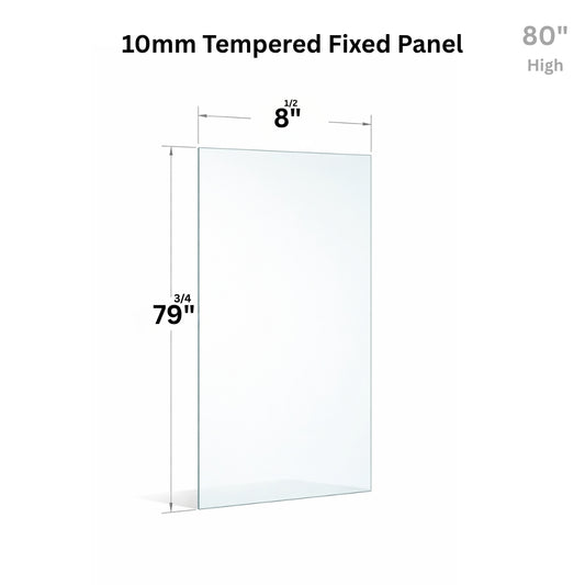 10mm tempered glass fixed panel by Best Glass Parts, 80-inch high clear glass for shower or railing installation.