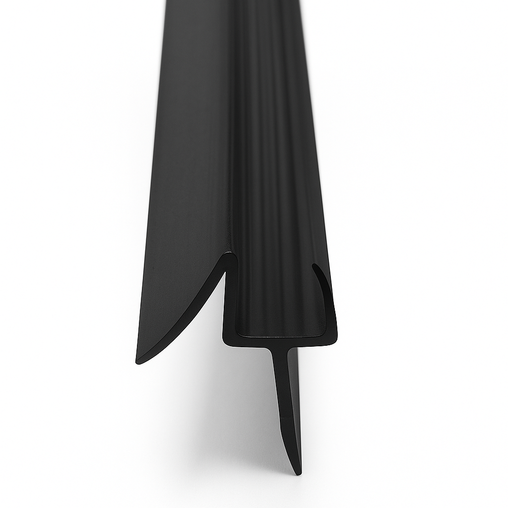 Best Glass Parts 6mm swing door bottom sweep, adjustable middle flip style, 96-inch length, for glass doors.