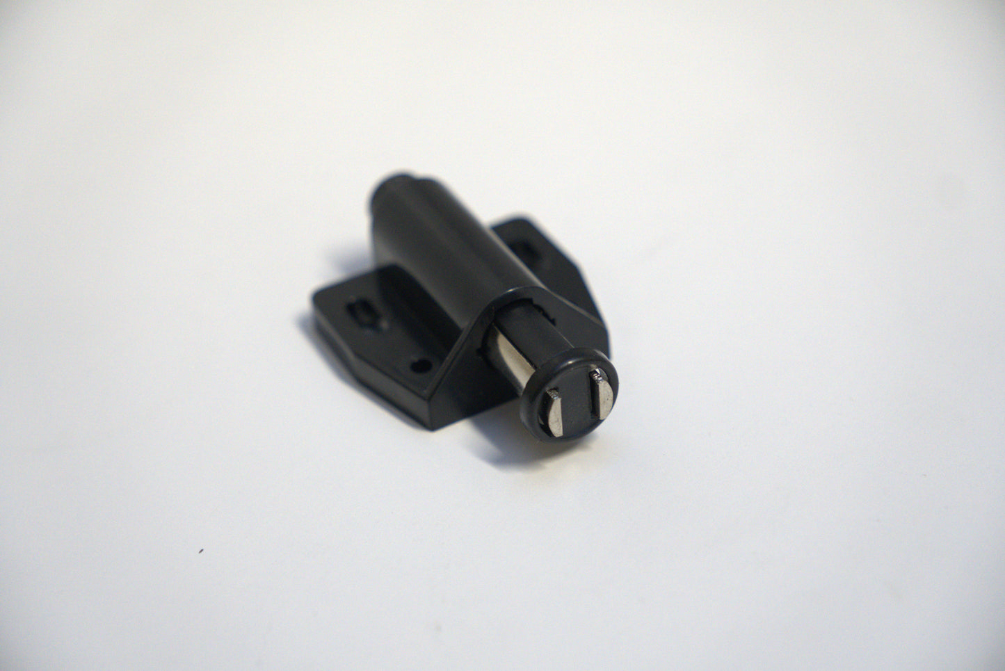 Showcase push to open single magnet from Best Glass Parts, featuring a sleek magnetic hardware component for glass display cases.