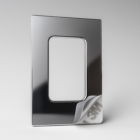 Chrome handle with 3M sticker from Best Glass Parts, securely attached, suitable for glass or mirror applications.