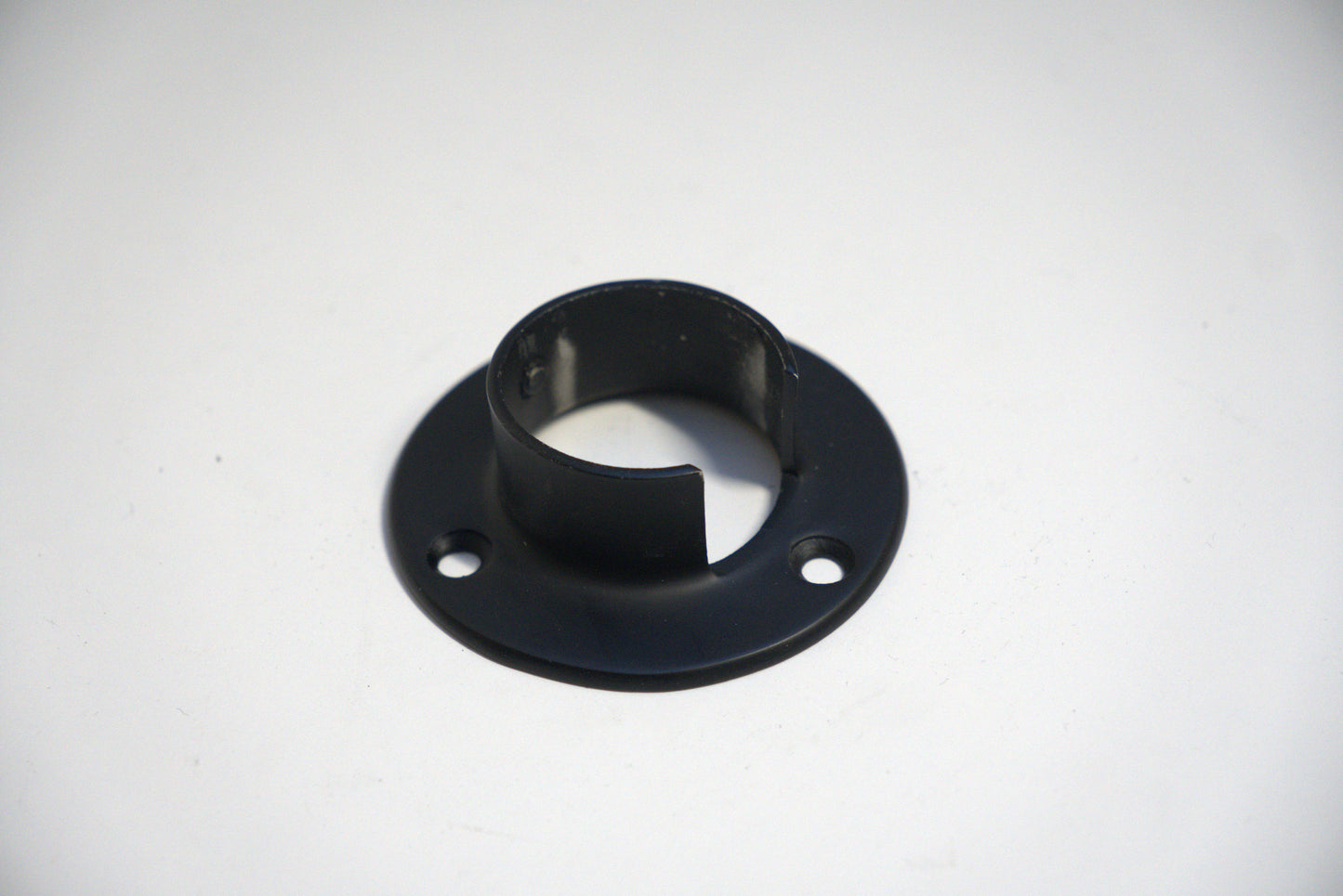 Round handrail flange side wall mount for railing, by Best Glass Parts, shown in a close-up image.