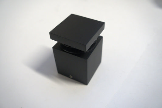 Square stand-off 2x2 inches from Best Glass Parts, featuring a metal finish and mounting holes for glass or panel installation.