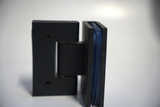 Glass-to-glass 90-degree hinge for shower doors by Best Glass Parts, featuring sturdy construction and polished chrome finish.