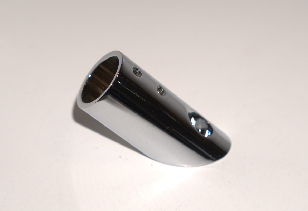 Support bar flange wall to rod 45 degree angle for glass shower enclosures from Best Glass Parts, chrome finish.