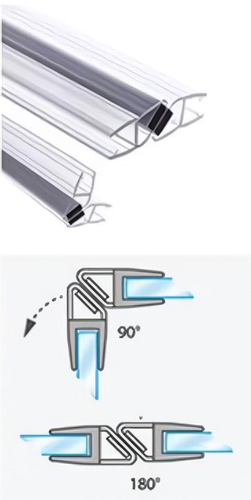 Magnetic 10mm shower sweep with 45° angle, 96-inch length, designed for glass shower doors by Best Glass Parts