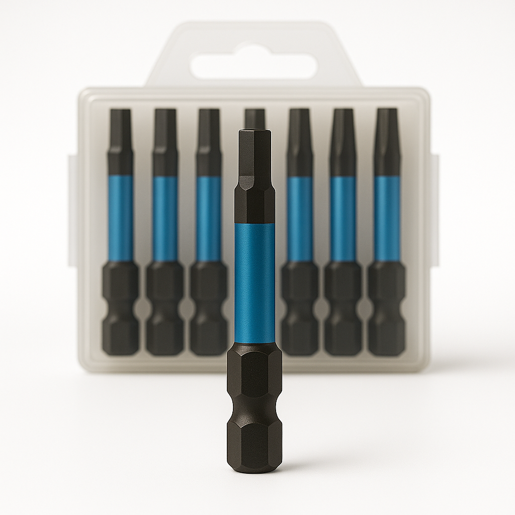 Square impact bits, 50mm (2 inch) slotted screwdriver bits from Best Glass Parts for use with impact drills.