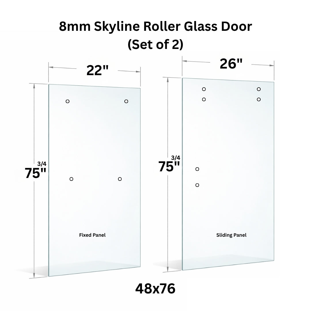 8mm Tempered Glass (5/16)" With Holes - Roller Sliding Glass