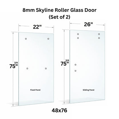 8mm Tempered Glass (5/16)" With Holes - Roller Sliding Glass