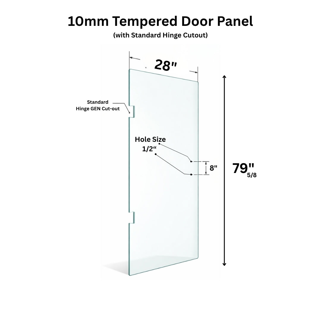 10mm Tempered Glass (3/8)" With Cutout - Swing Door Glass