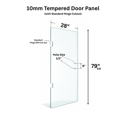 10mm Tempered Glass (3/8)" With Cutout - Swing Door Glass