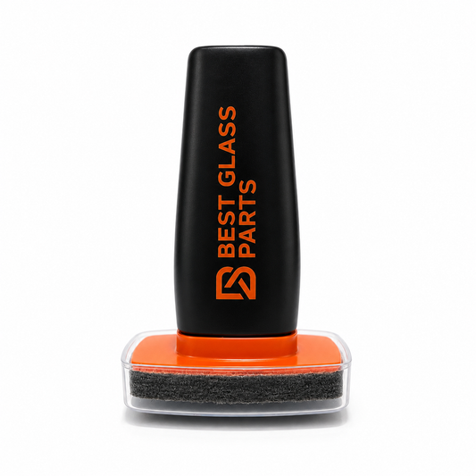 Fluorosilicone glass coating by Best Glass Parts applied on a glass surface, showcasing its transparent, smooth finish and protective layer.
