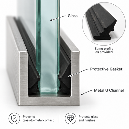 Rubber Inserts For Commercial U Channel - Per Linear ft.