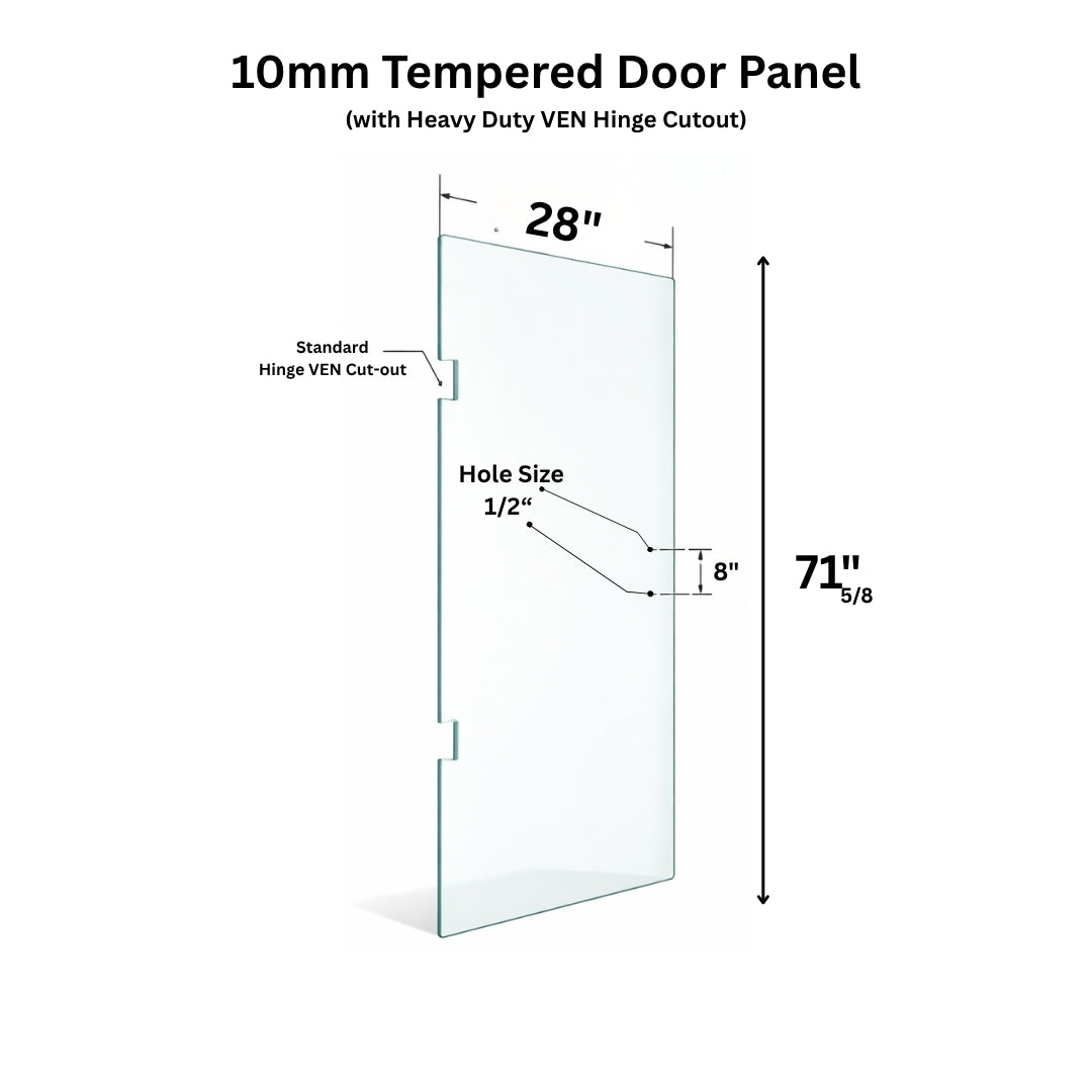 10mm Tempered Glass (3/8)" With Cutout - Swing Door Glass