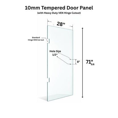10mm Tempered Glass (3/8)" With Cutout - Swing Door Glass