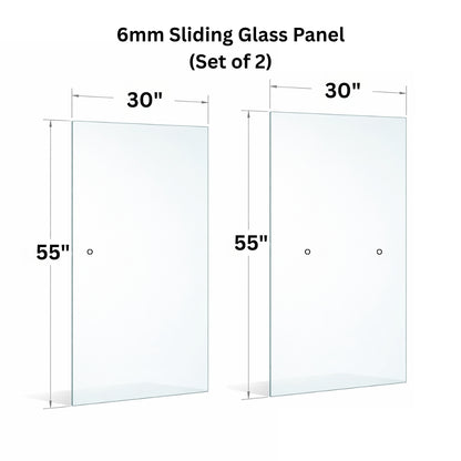6mm Tempered Glass (1/4") With Holes - Sliding