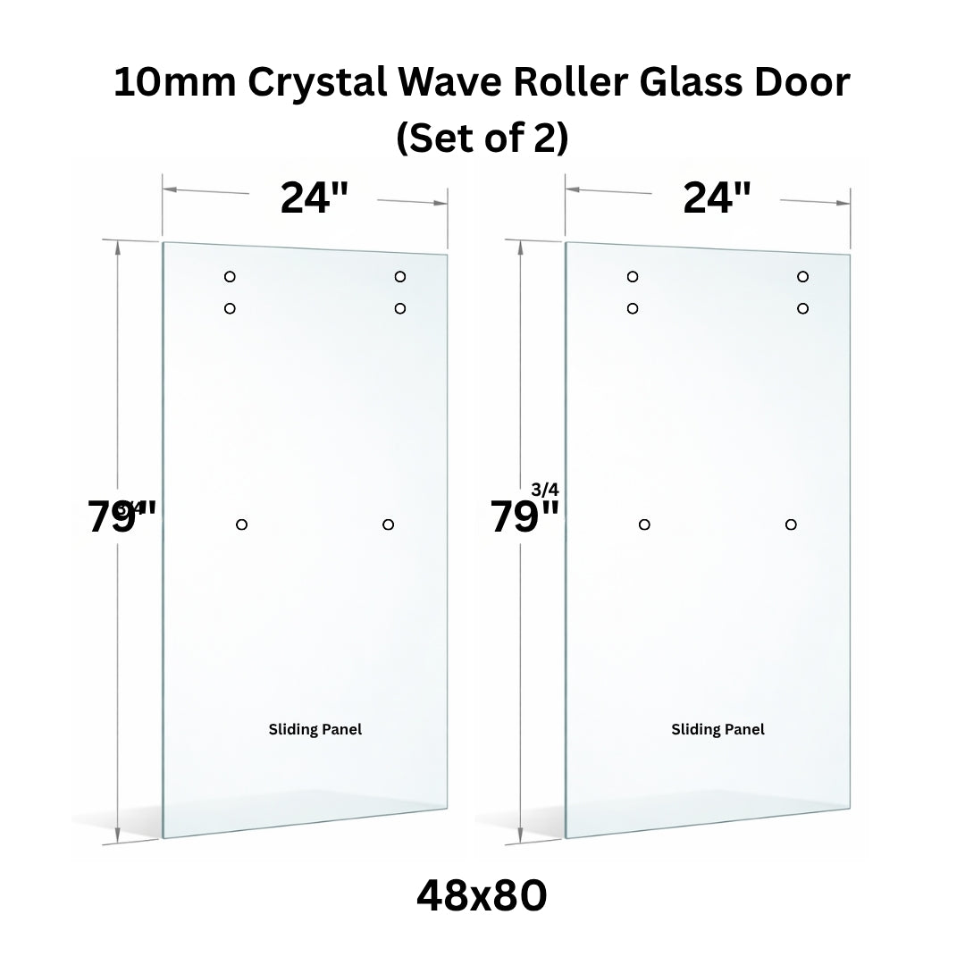 10mm Tempered Glass (3/8)" With Holes - Roller Sliding Glass