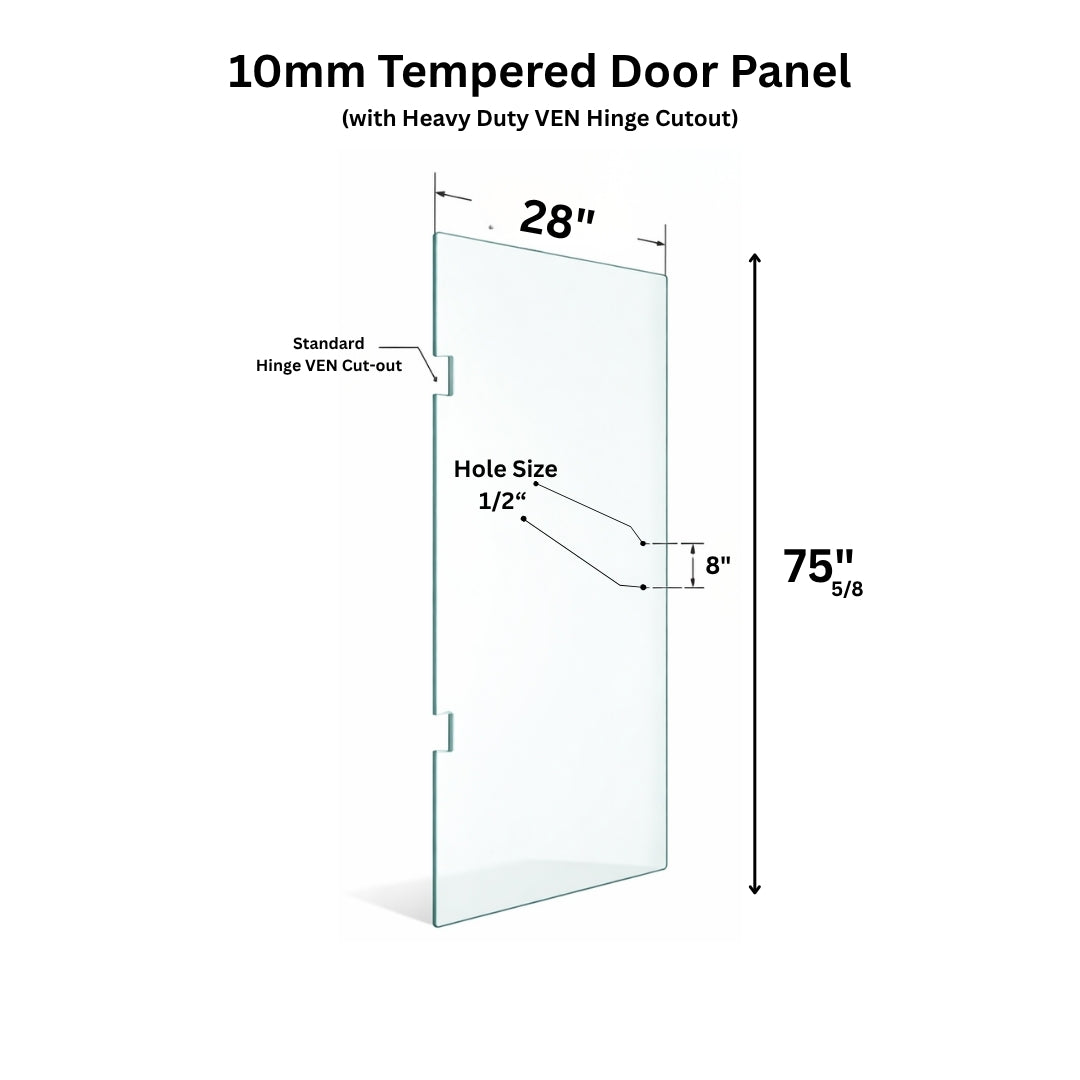10mm Tempered Glass (3/8)" With Cutout - Swing Door Glass