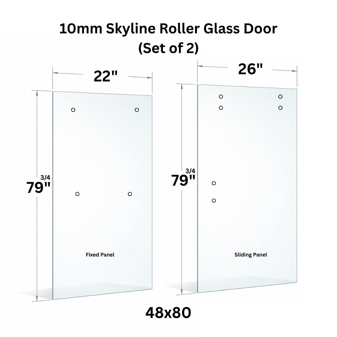 10mm Tempered Glass (3/8)" With Holes - Roller Sliding Glass