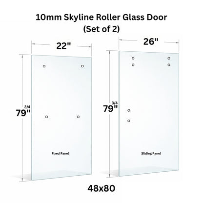 10mm Tempered Glass (3/8)" With Holes - Roller Sliding Glass