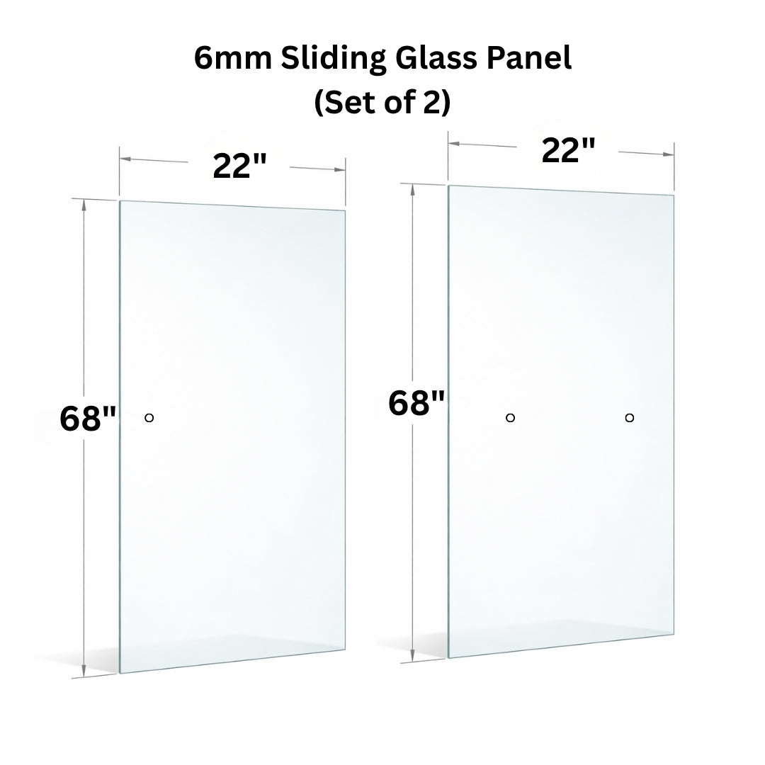 6mm Tempered Glass (1/4") With Holes - Sliding