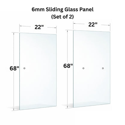 6mm Tempered Glass (1/4") With Holes - Sliding