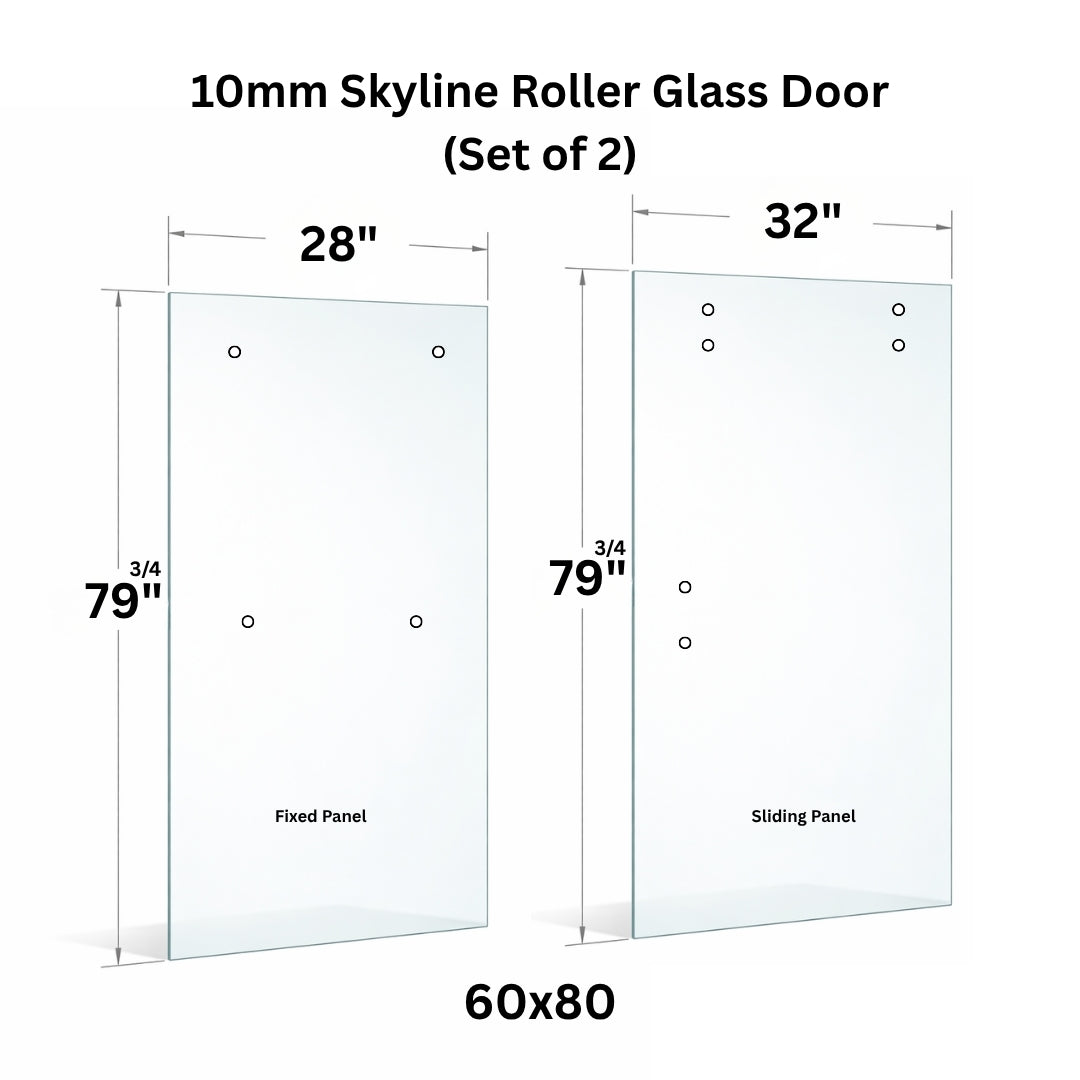10mm Tempered Glass (3/8)" With Holes - Roller Sliding Glass