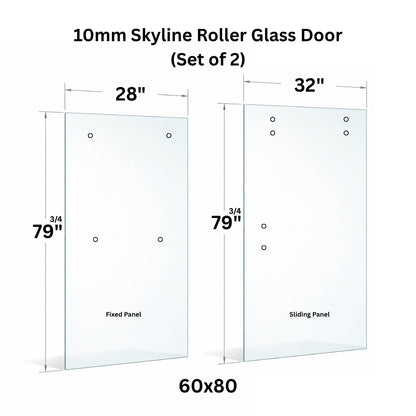 10mm Tempered Glass (3/8)" With Holes - Roller Sliding Glass