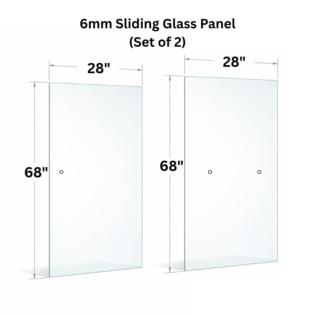 6mm Tempered Glass (1/4") With Holes - Sliding