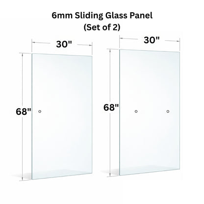 6mm Tempered Glass (1/4") With Holes - Sliding