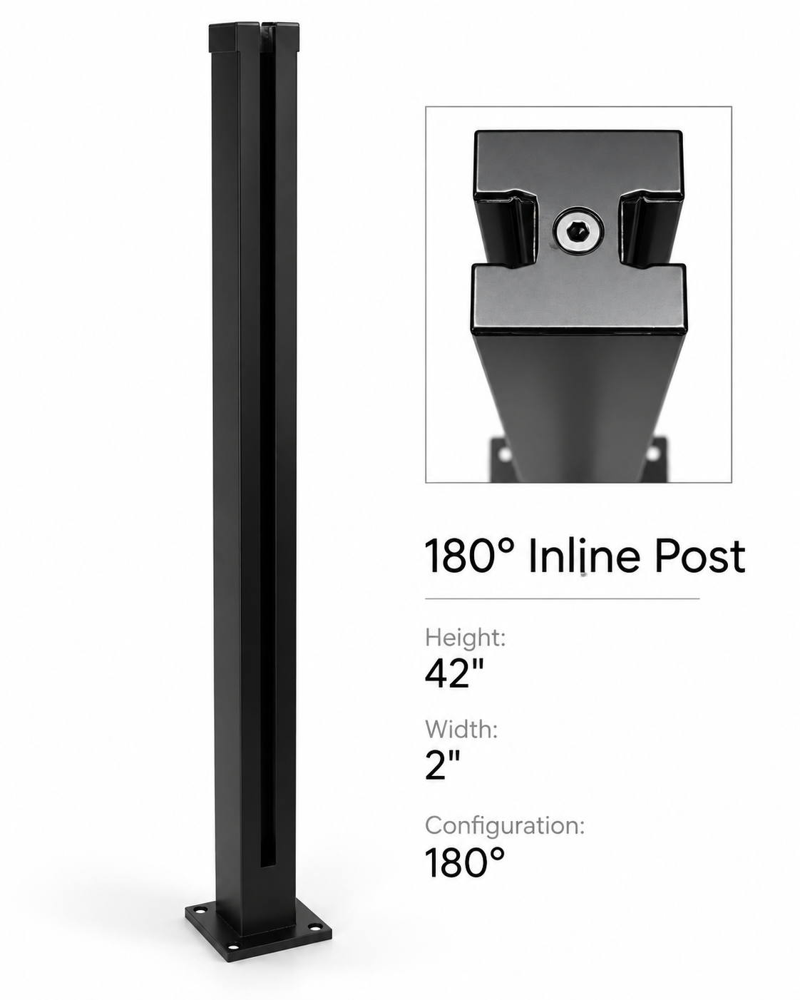 Glass Railing Post System 42" High - Black