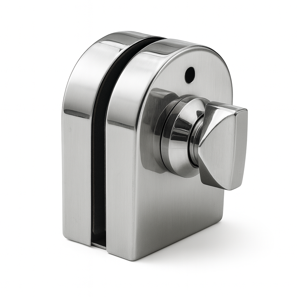 Snap On Lock Glass to Glass 85x65mm (one side snap lock - one side key hole)