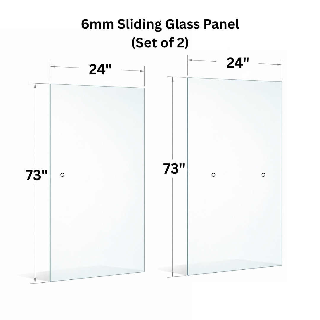 6mm Tempered Glass (1/4") With Holes - Sliding