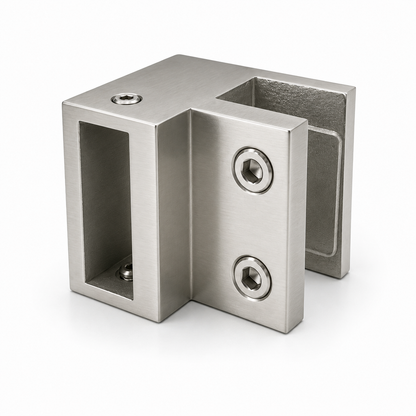 Square bar clamp for glass to rod connection, featuring sturdy metal construction and adjustable mechanism by Best Glass Parts.
