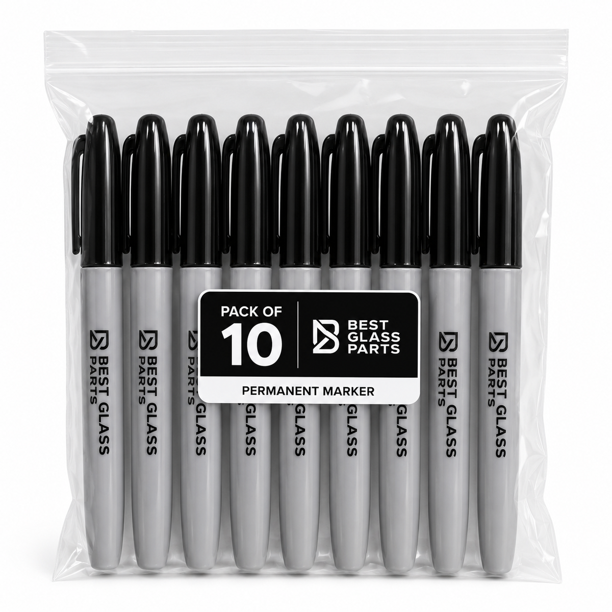 Permanent Marker Black, Quick-Dry – Pack of 10