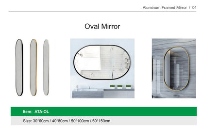 Aluminium Framed Oval Mirror - 24"x36" - ATA-OL