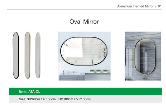 Aluminium Framed Oval Mirror - 24"x36" - ATA-OL
