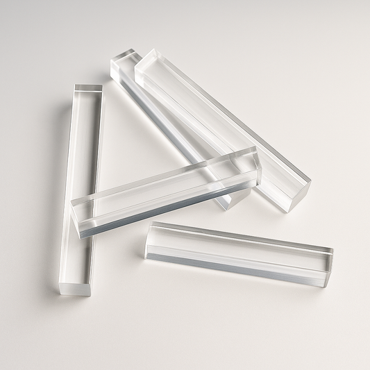 Set of Best Glass Parts setting blocks and spacers, glass shims for precise glass installation and alignment.