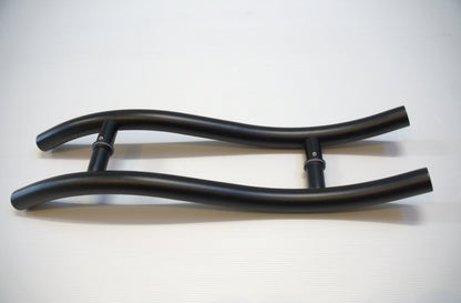 Round S-shaped pull handle by Best Glass Parts, designed for furniture or cabinets, with a sleek metal finish and ergonomic grip.