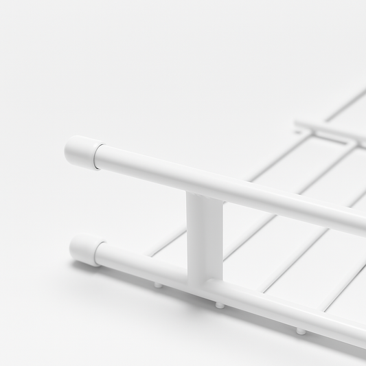 Wire shelving with rod from Best Glass Parts, sturdy metal storage rack with supporting rod for organization.