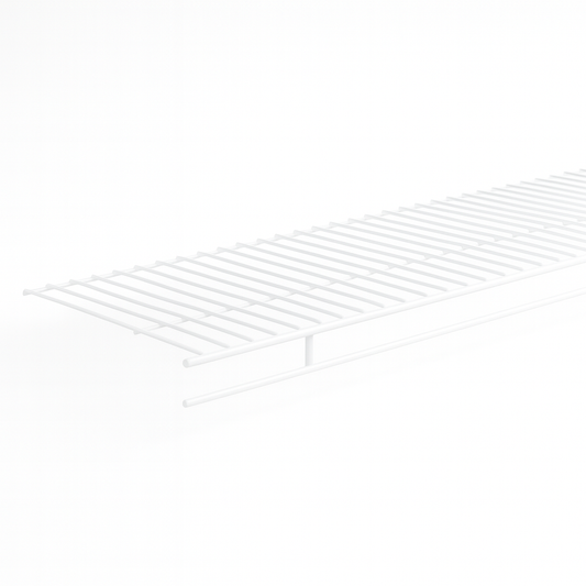 Wire shelving with rod from Best Glass Parts, showing sturdy metal grid shelves and supporting rod for storage organization.
