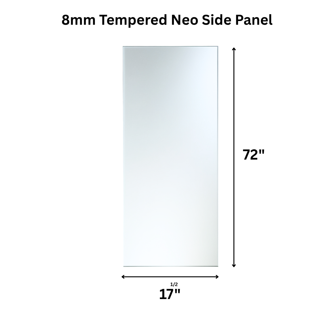 Clear 8mm Neo Angle shower glass panel from Best Glass Parts with polished edges and modern design for bathroom enclosure.