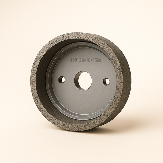 Close-up of a diamond wheel used for glass cutting, featuring a durable abrasive surface with the Best Glass Parts branding.