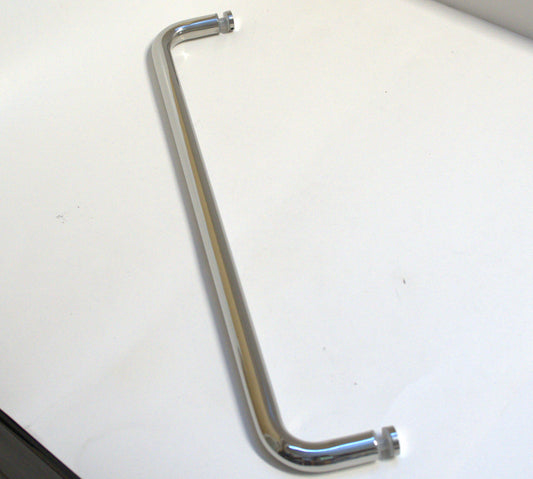 Chrome round towel bar from Best Glass Parts, mounted on a wall with a sleek, modern design and polished finish.