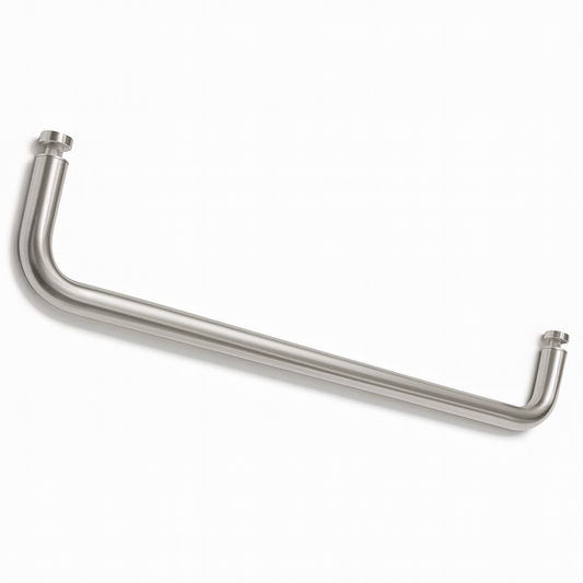Round chrome towel bar from Best Glass Parts, mounted on bathroom wall with sleek, modern design for towel hanging.
