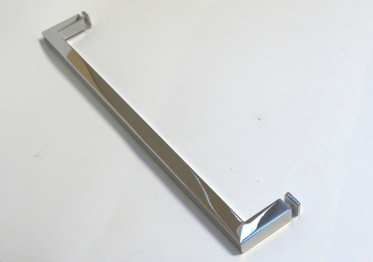 Chrome square towel bar from Best Glass Parts, mounted on bathroom wall, featuring sleek modern design.