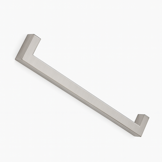 Chrome square towel bar from Best Glass Parts, mounted on a bathroom wall, with a sleek modern design.