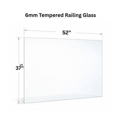 Clear 6mm tempered glass panel for railing from Best Glass Parts, showing smooth edges and transparent surface for safety and style.
