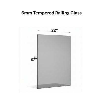 Clear 6mm tempered glass panel for railing from Best Glass Parts, showing smooth edges and transparent surface.